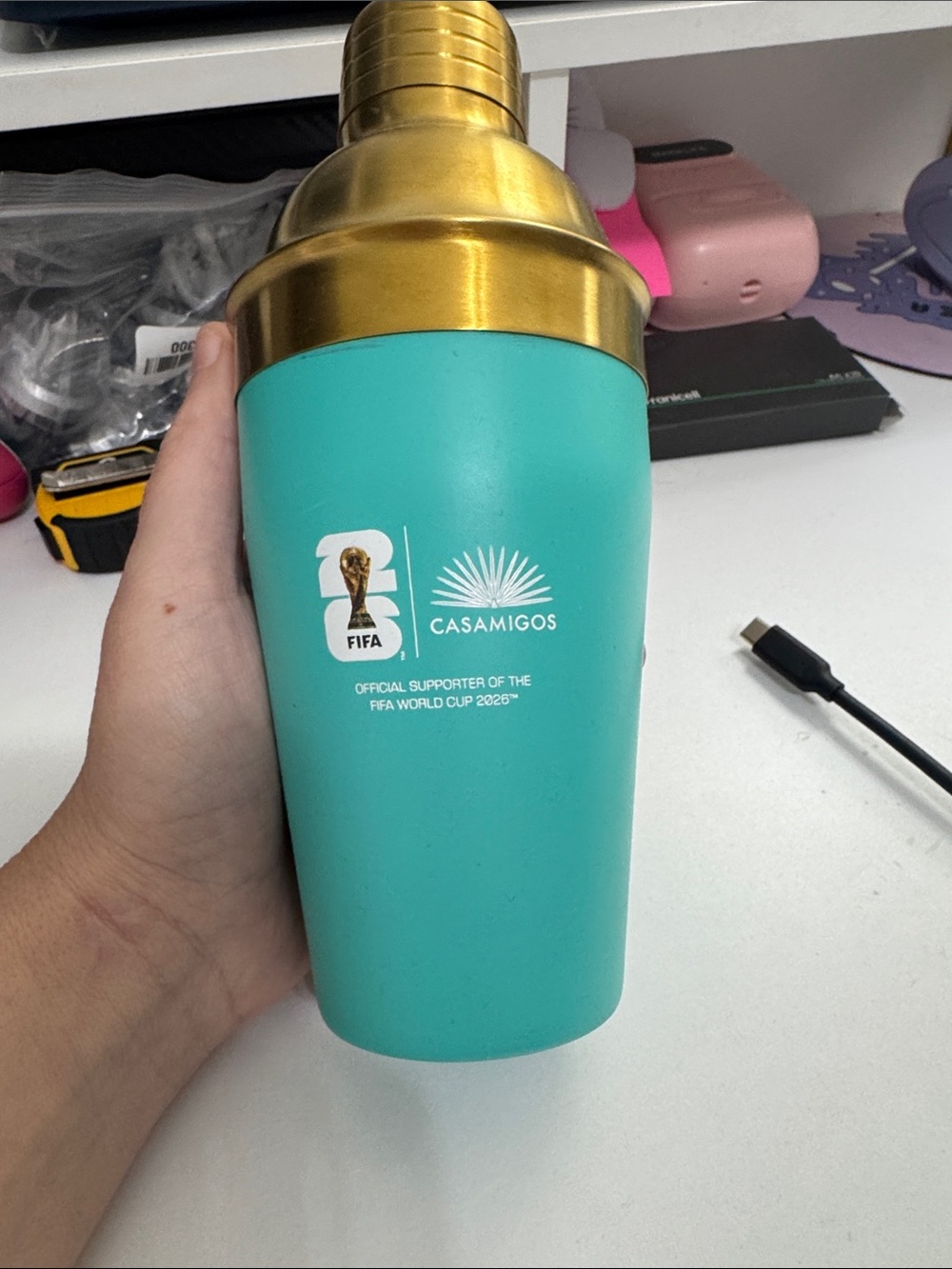Teal & Gold Cocktail Shaker - Official FIFA Supporter